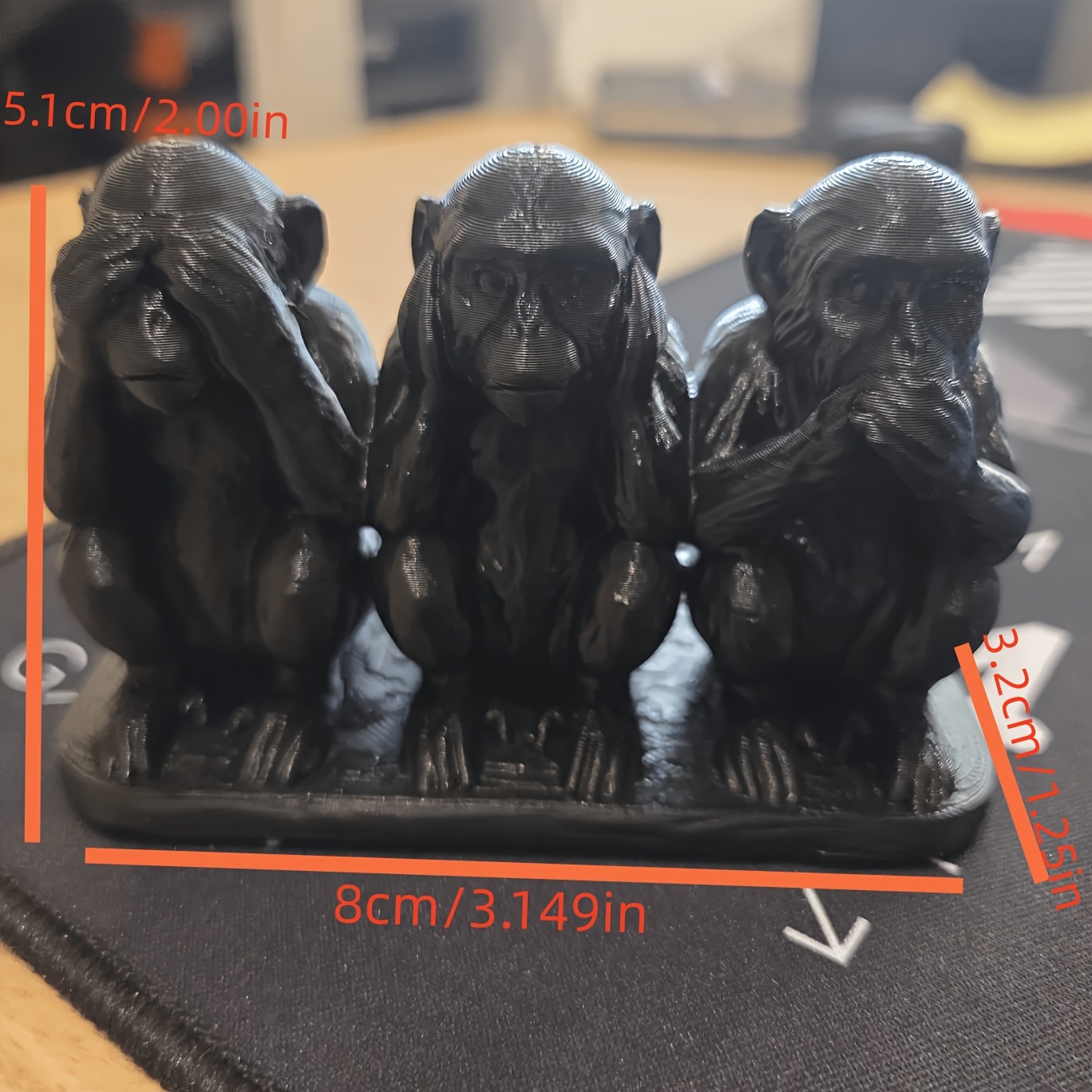 TEMU Statuina delle Tre della - Ornamento Zen da Scrivania con "Non vedere , non , non del male", Statuine di in Plastica per Arredo Ufficio, Regalo