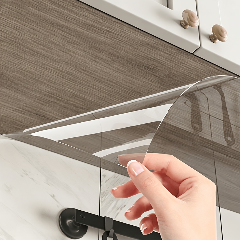 TEMU 1 Rollo de Adhesivo Transparente a Prueba de Aceite para Cocina, Cubierta de Pared Impermeable Resistente al y al Grasa, Película Autoadhesiva
