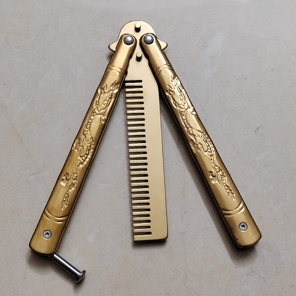 TEMU Peigne Pliant Papillon en Acier Inoxydable Premium - Durable, Facile à Ranger pour Tous Types de Cheveux, Idéal pour Débutants