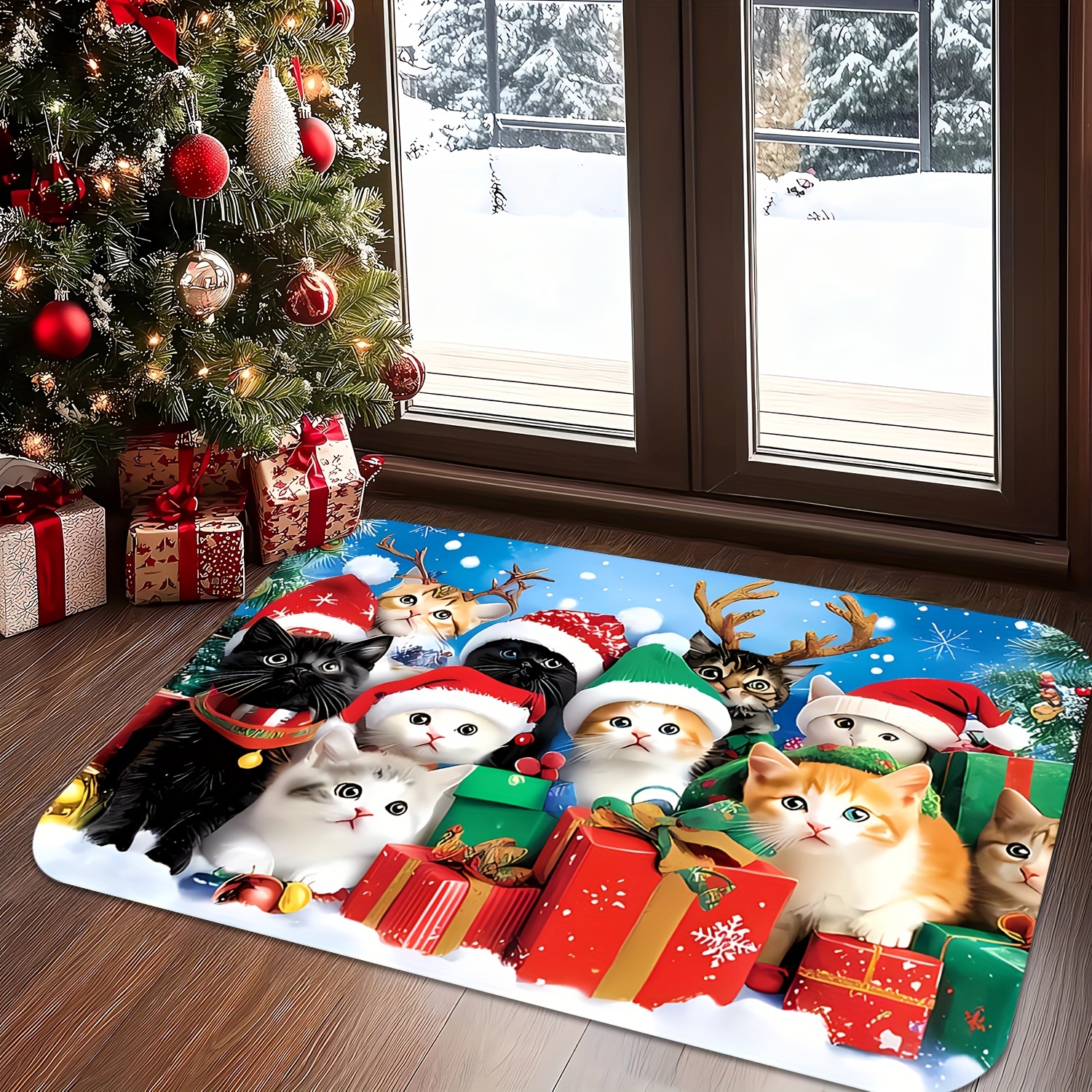 

Christmas Cat & - , , , Rug For Bathroom, , , , - Decor