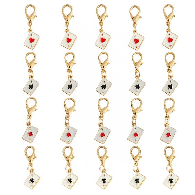 TEMU 20pcs Mini Lobster Clasp Poker Card Pendant Keychains, Durable Bag Accessory Charms, Suitable For Valentine's Day, Carnival, Day Gifts, Poker