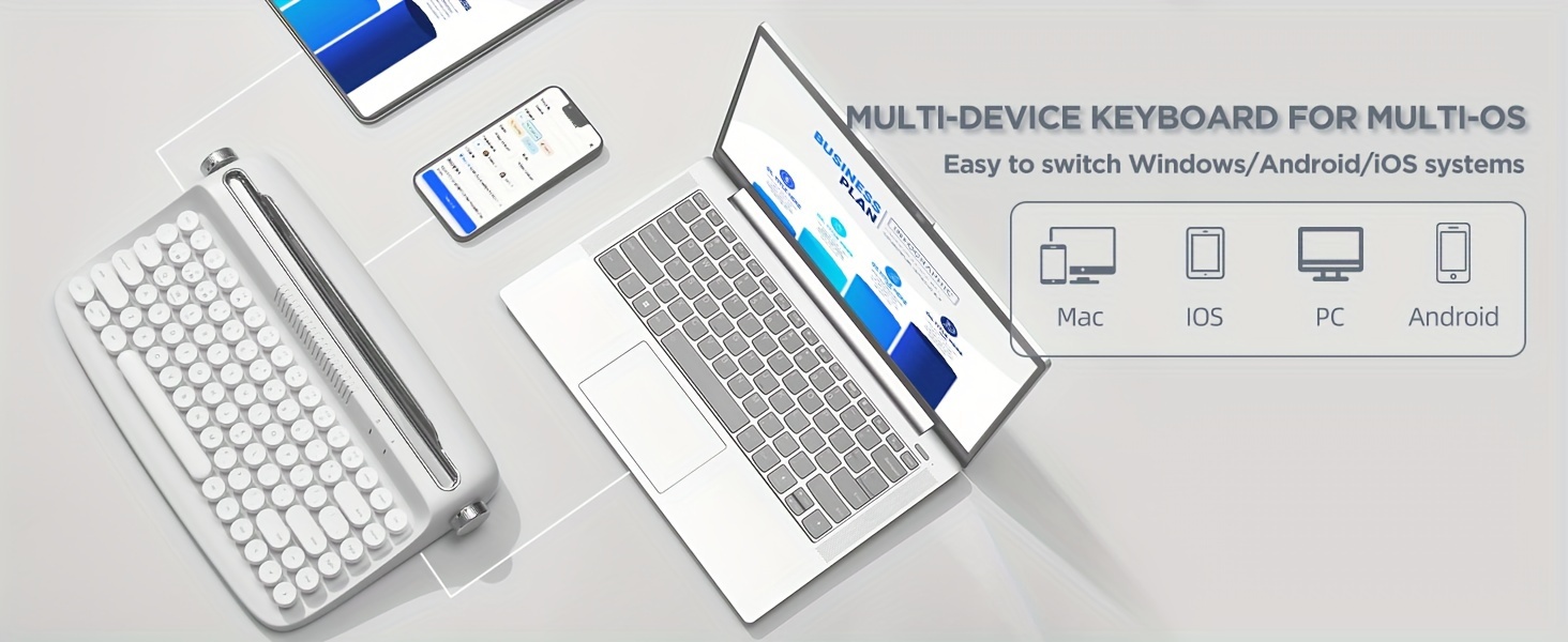 b303 wireless keyboard 75 layout retro aesthetic keyboard 84 keys bt keyboard with integrated stand for multi device membrane keyboard with cute round keycaps for win ios android details 5