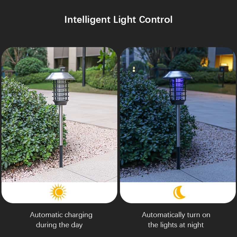 solar bug zapper lights led landscape lighting with uv light and mosquito killer 2 in 1 outdoor garden patio backyard camping lighting pvc material solar powered bug trap details 2