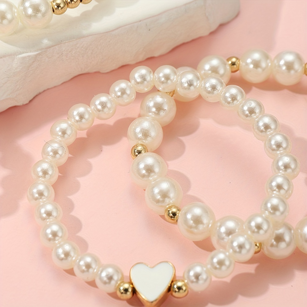 Conjunto 6 Pulseras Decoradas Perlas Falsas Niñas Decoración - Temu