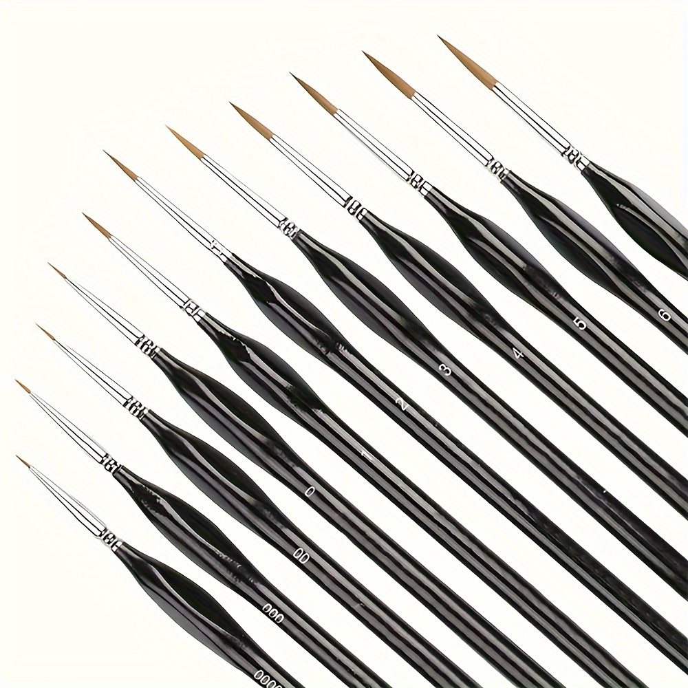 

11pcs Pinceaux Miniatures Noirs, Pinceau à Détail à Pointe Fine avec Poignées Ergonomiques, Pinceaux à Détail pour Acrylique, Aquarelle, Modèles, Artisanat