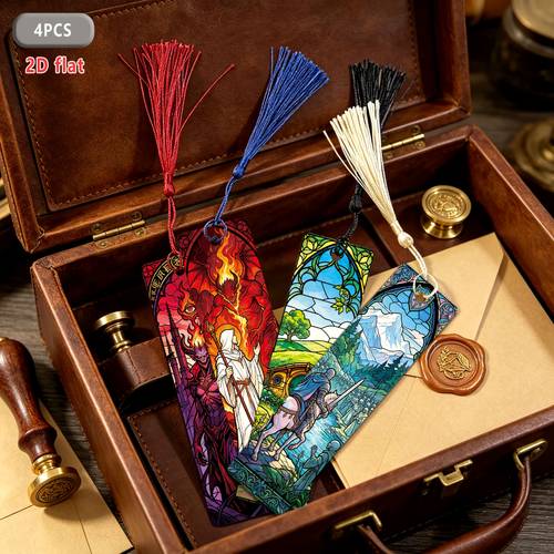 de livros estilo vidro manchado com borlas, de página de pintura 2d, vintage para impressão , presentes para amantes da e amantes de livros