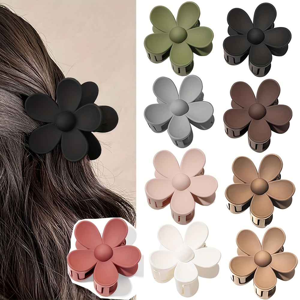 Blumen-Haarspangen Set - 6 Stück, Matt, 7.1x4.1 Cm - Für Dickes & Dünnes Haar, Damen & Mädchen