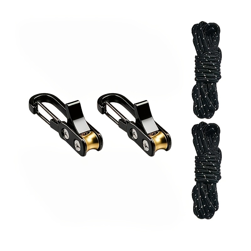 TEMU 4pcs Of Ropes With Roller Tensioners, Equipped With 2 Locking Buckles And 2 Reflective Ropes For Safe Tying, Perfect For Camping, Kayaking,