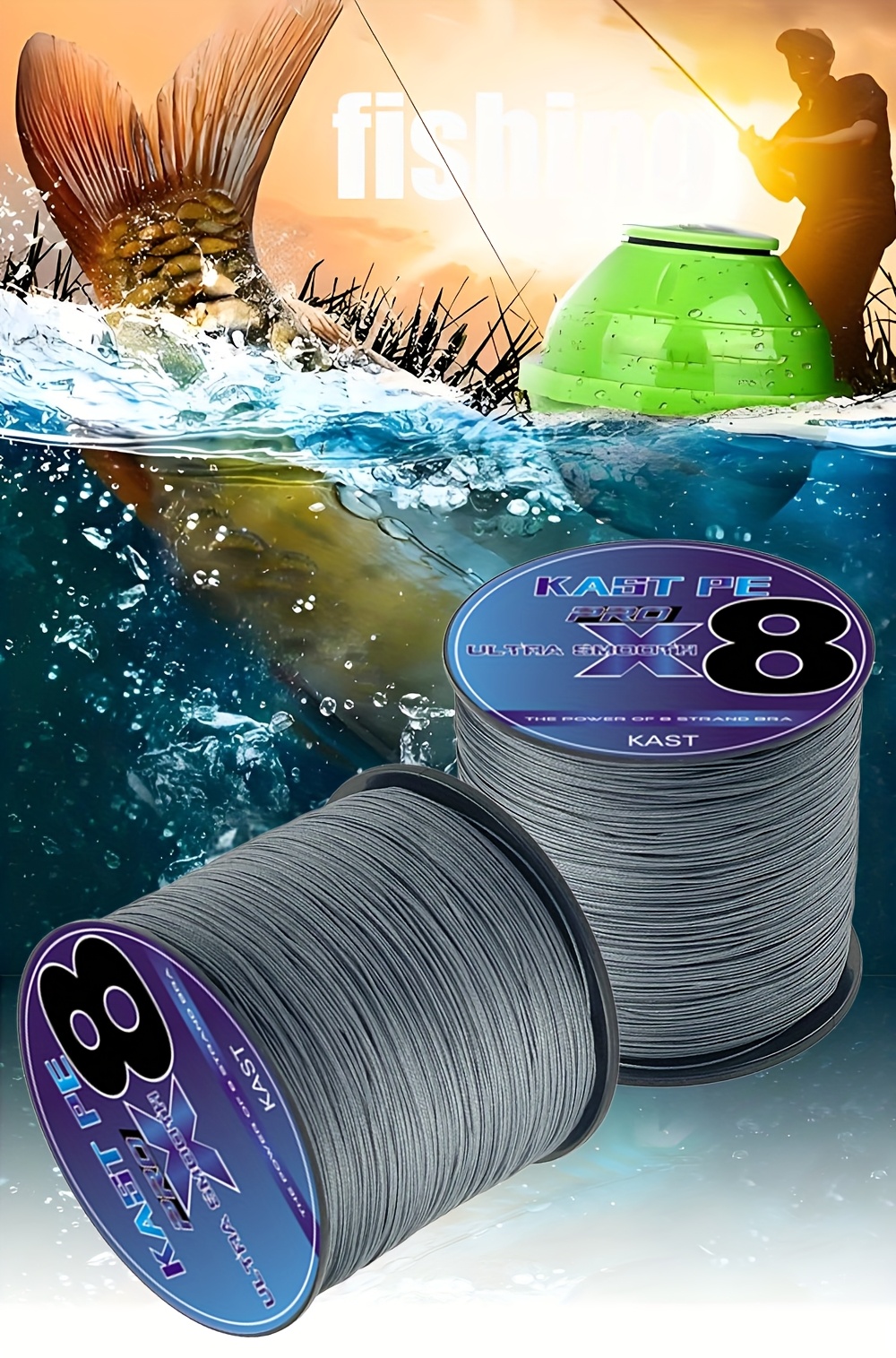 8줄 1000m/1094yds/39370인치 그레이 브레이디드 낚시줄 고강도 물림 방지 및 내마모성 pe 라 - Temu  Republic of Korea