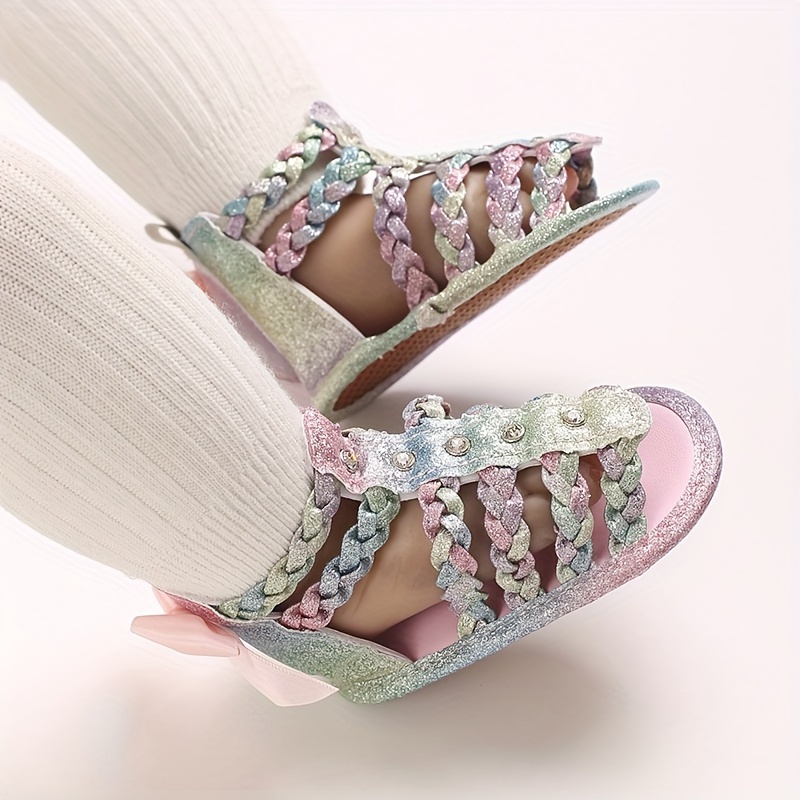 Trendy Cute Bowknot Decor Hollow Sandals For Baby Girls, Breathable Lightweight Walking Shoes For Summer