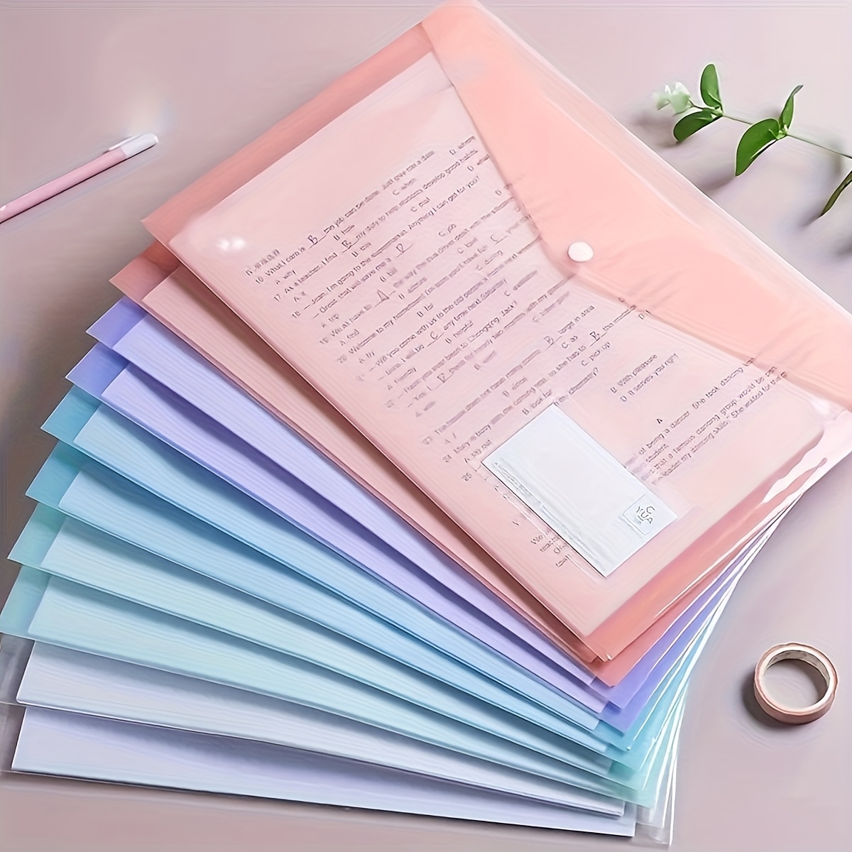 10 Pack A4 File Folders With Snap Button – Morandi Colors, Plastic Document Jackets, Pp Material For School Office