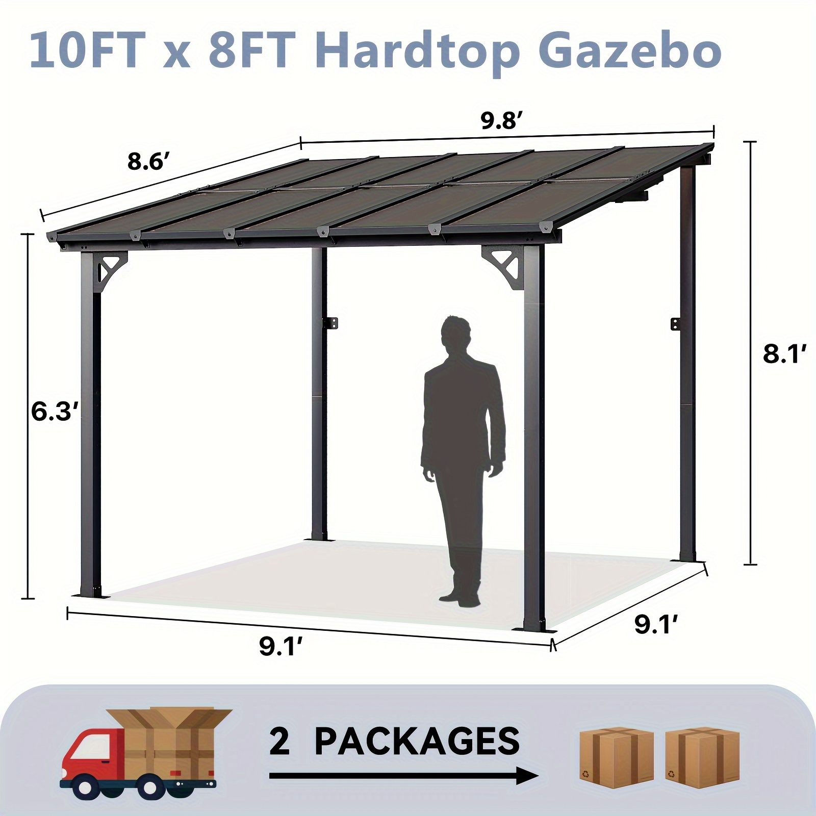 x 10 gazebo pergola set attached wall mounted aluminum Temu