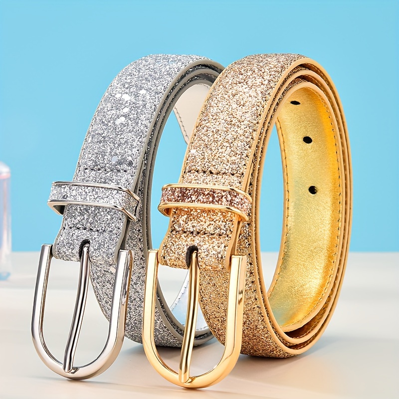 

Sequin Embellished Belt For Women - Style Pu Leather With Alloy - & Lux For Party And - 1pc