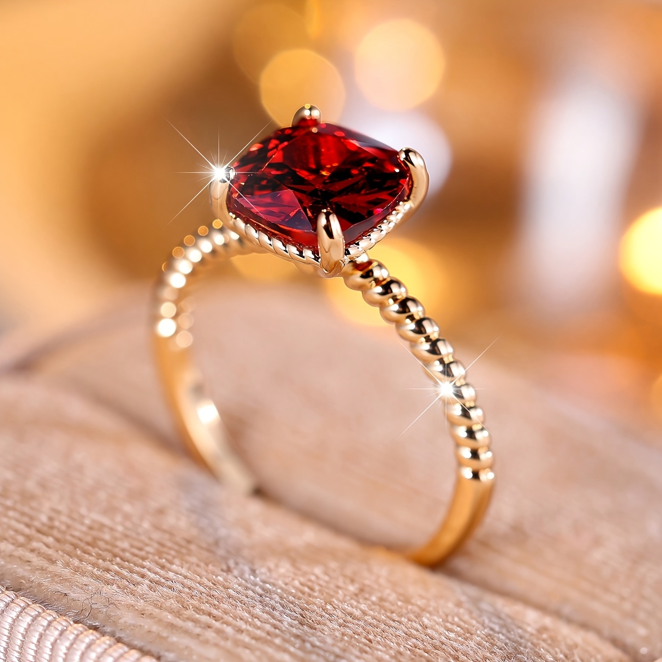 Gentle Inlaid Square Zirconia Twisted Band Ring