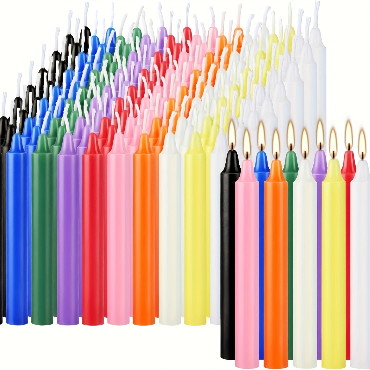 TEMU 100 4-inch Colored Conical Candles, No Fragrance, No , Hand-cast, Enjoy Of Colorful Hues, Candles, Suitable For Valentine's Day, Meditation,