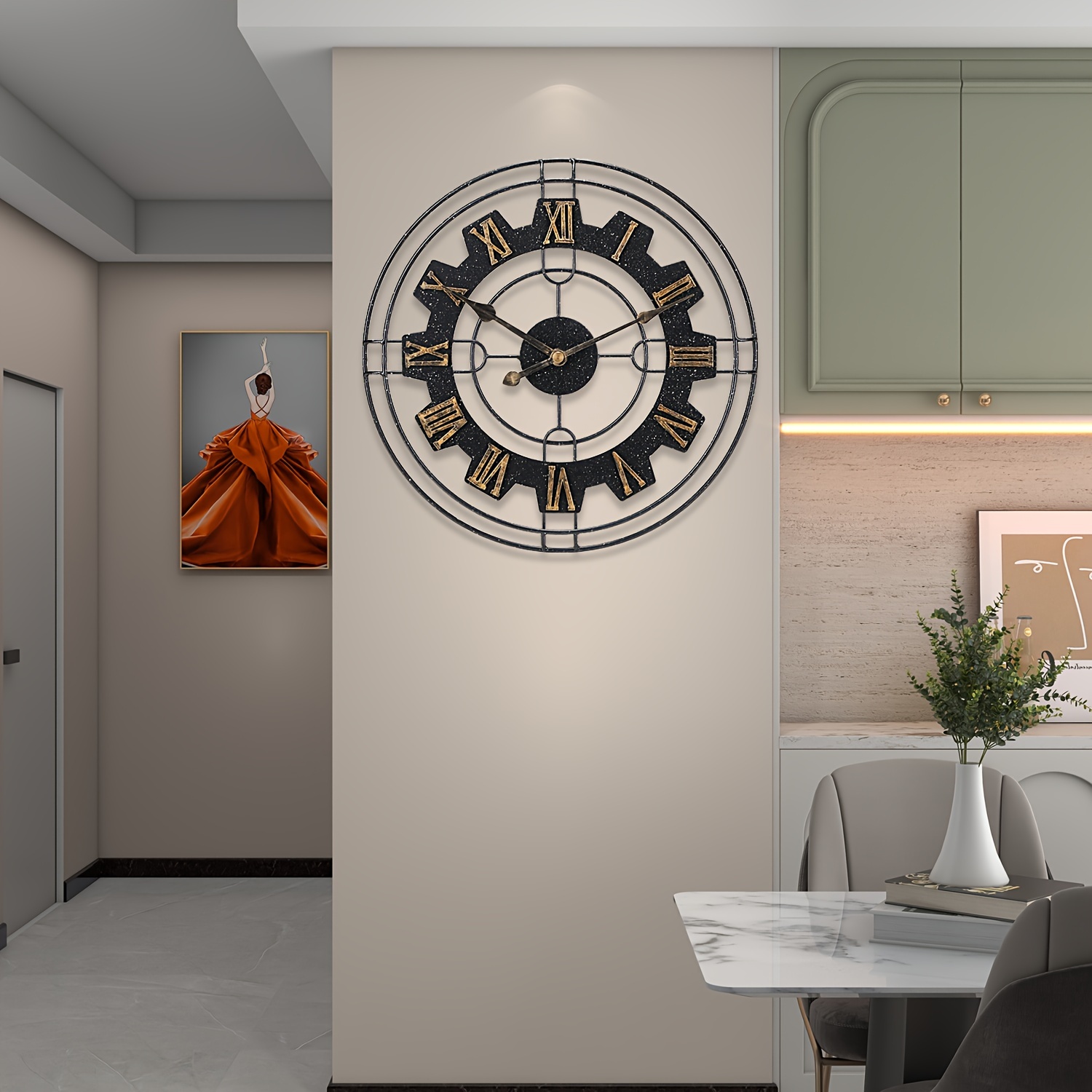 Relojes de pared para decoración de sala de estar, reloj de pared grande  moderno con pilas, silencioso, sin tictac, para dormitorio, oficina,  cocina