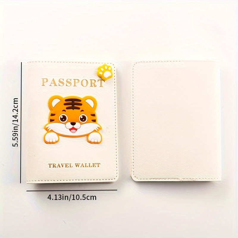 1pc Cute Cartoon Tiger Pattern Passport Cover, Passport Protective Sleeve, Travel Passport Case