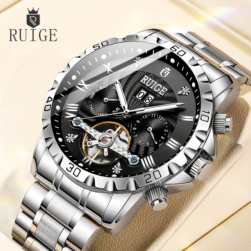 Luxurious Automatic Mechanical Watch For Men With Day And Date Display, Suitable For Business And Casual Occasions, A Perfect Gift For Men.