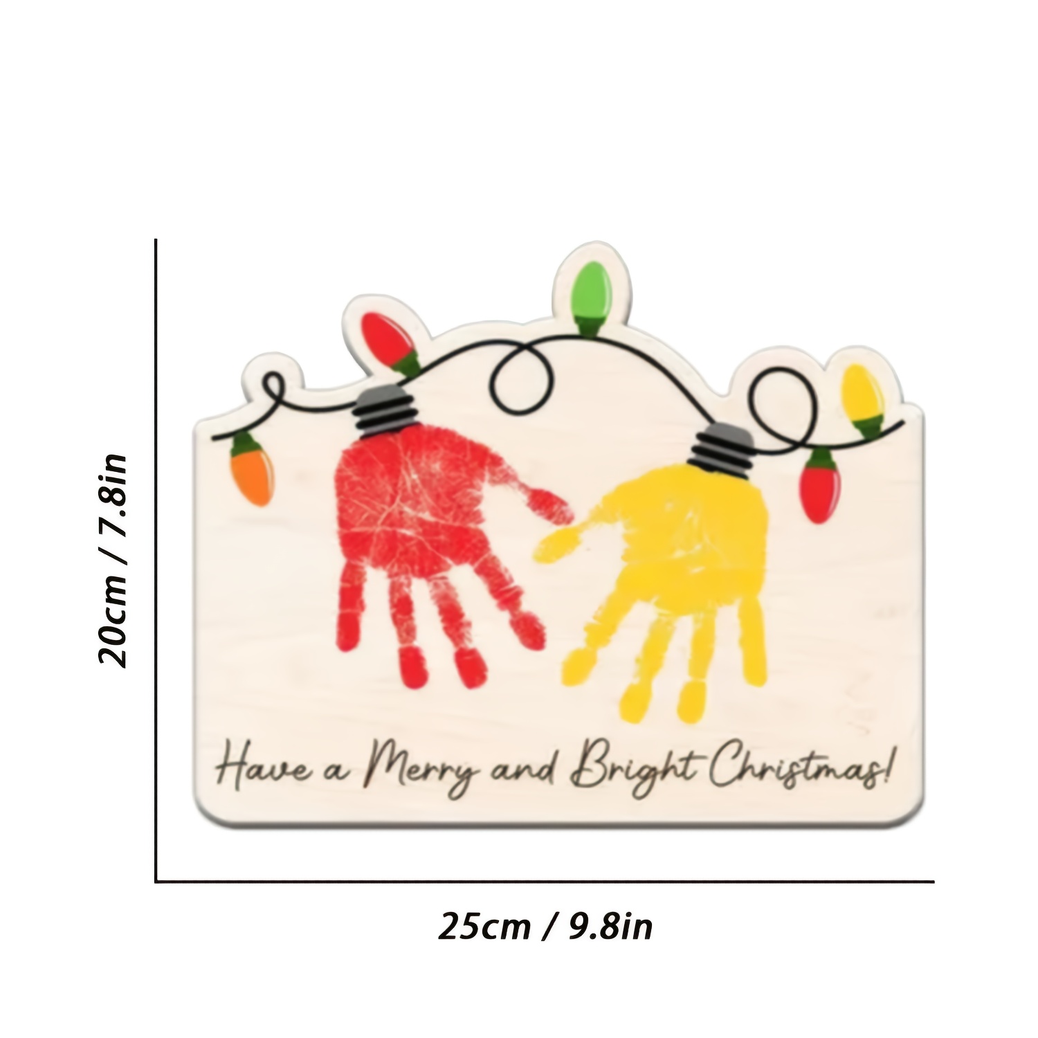 Image of A Single Custom Diy Wooden Sign Featuring Handprints , Perfect For Christmas Decorations Keepsakes, Ideal As A Diy Handprint Plaque And A Commemorative Gift For The Halloween Christmas Decoration