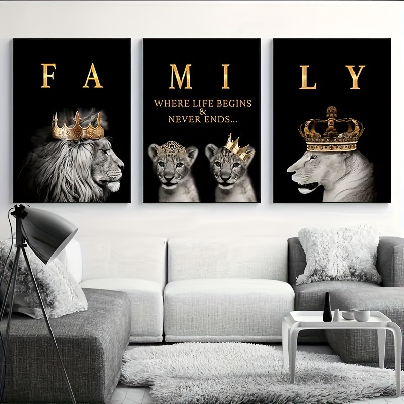 

3pcs Modern Abstract Family Of Motivational Quotes Wall Art Canvas Painting Art, Wall Art Picture, For Living Room Cuadros Decor, Frameless