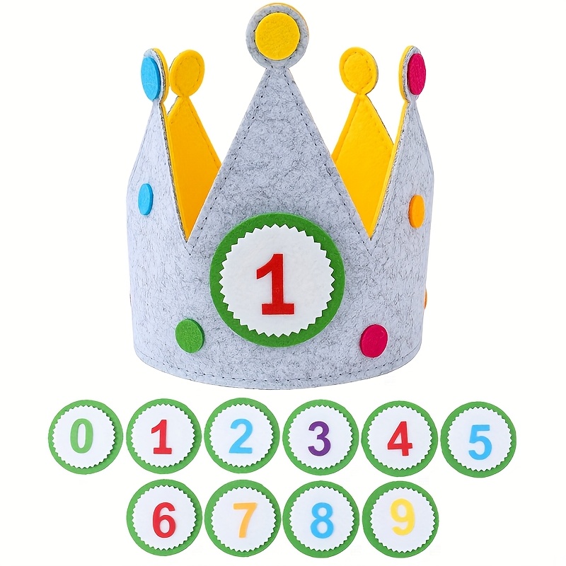 

1set,felt Birthday Hat, Numbers 0-9 Birthday Hat,birthday Party Decoration,baby Shower Party Supplies,felt Birthday Hat Adjustable,crown Photo Props,birthday Party Gifts