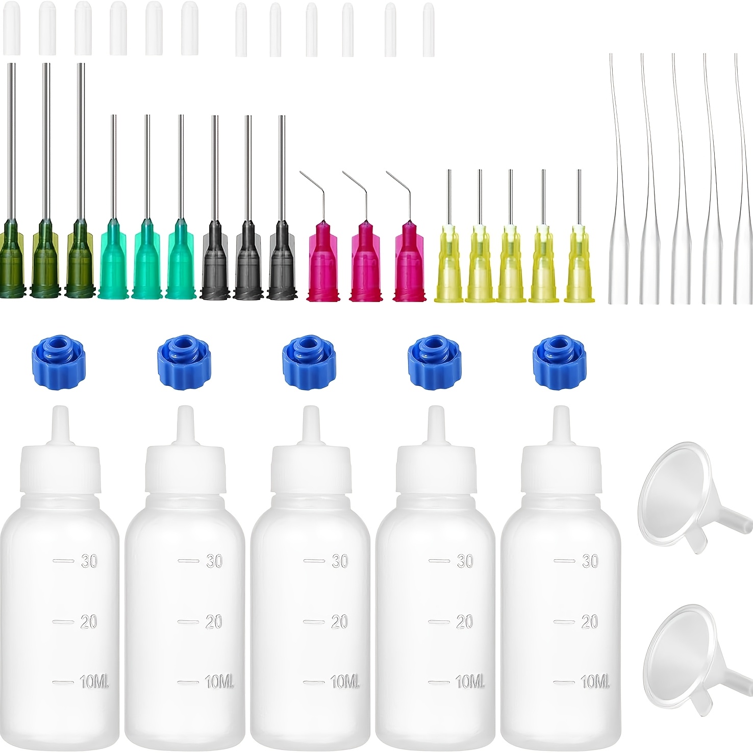 30/50ml Glue Precision Tip Applicator Bottle, Needle Tip Squeeze Bottle, 14ga 16ga 18ga 20ga 25ga Blunt Needle Oil Dispenser With Storage Cap