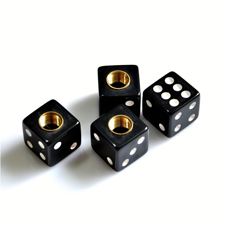 TEMU 4pcs Plastic Dice Type Wheel Lever Tire Air Valve Dust Cover, Tire Valve Nozzle Dust Cover, For Bicycles, Cars, Motorcycles