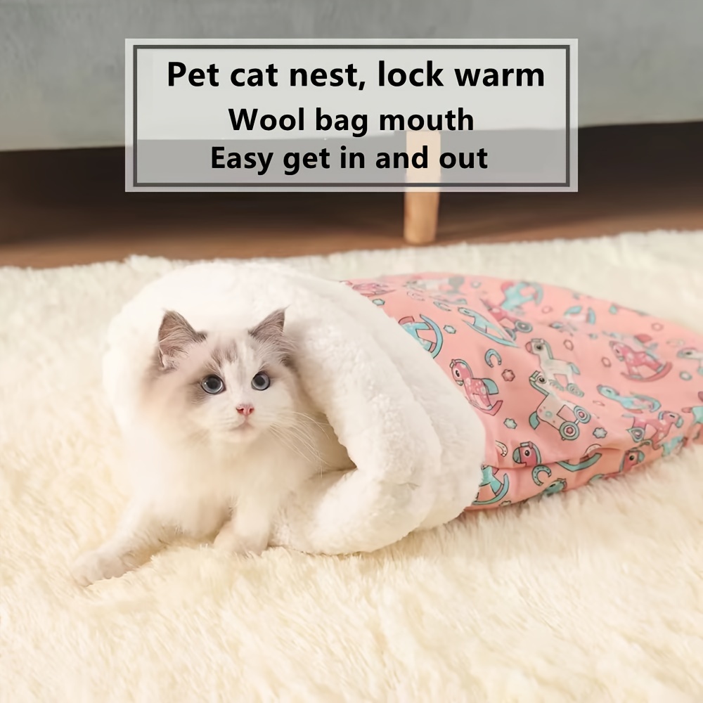 

Cozy Tunnel Bed For Cats & Small Dogs - Warm Semi-enclosed Sleeping Bag With Soft Filler