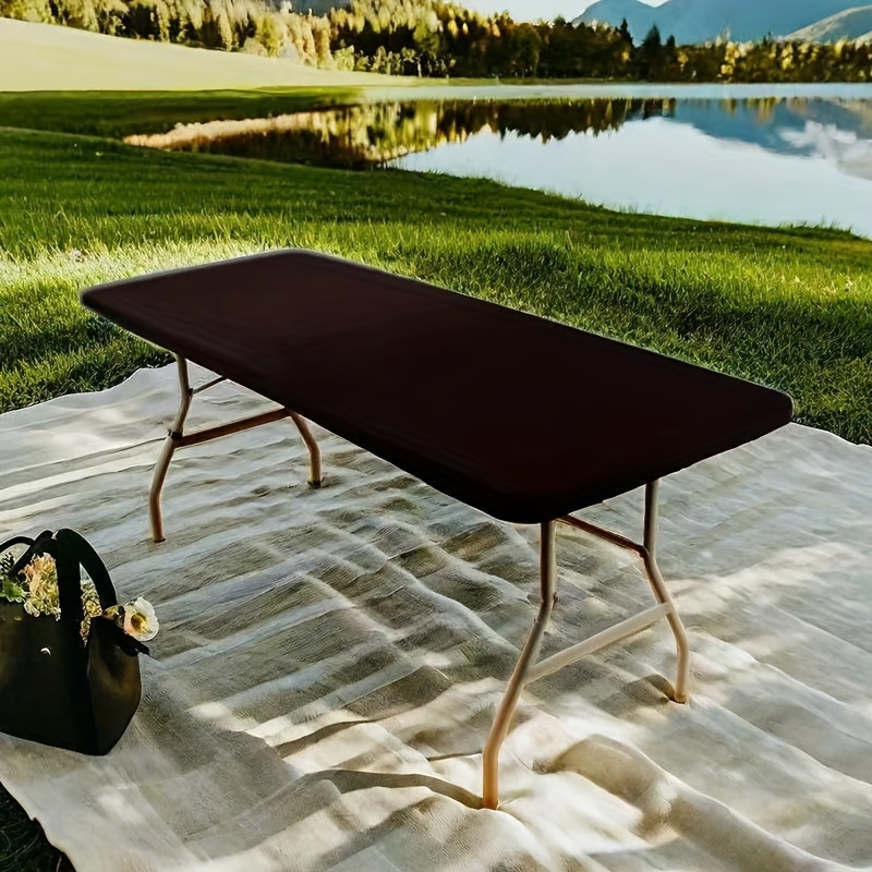 

1/6 Pièces, Couverture De Table Extensible Rectangulaire, Nappe De Couleur Unie En Tissu Imperméable, Nappe En Polyester Pour Banquet De Mariage Ou Fête De Vacances, Décoration D'intérieur