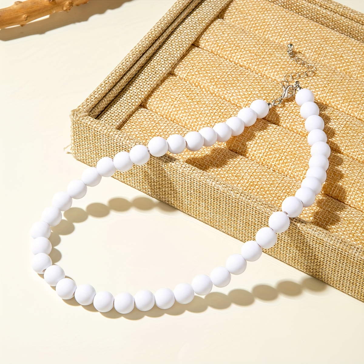 TEMU 1pc, Fashionable And Trendy Style, Colorful Acrylic 1cm Round Bead Strand Chain, Women's Casual Vacation Necklace, Suitable For Parties And