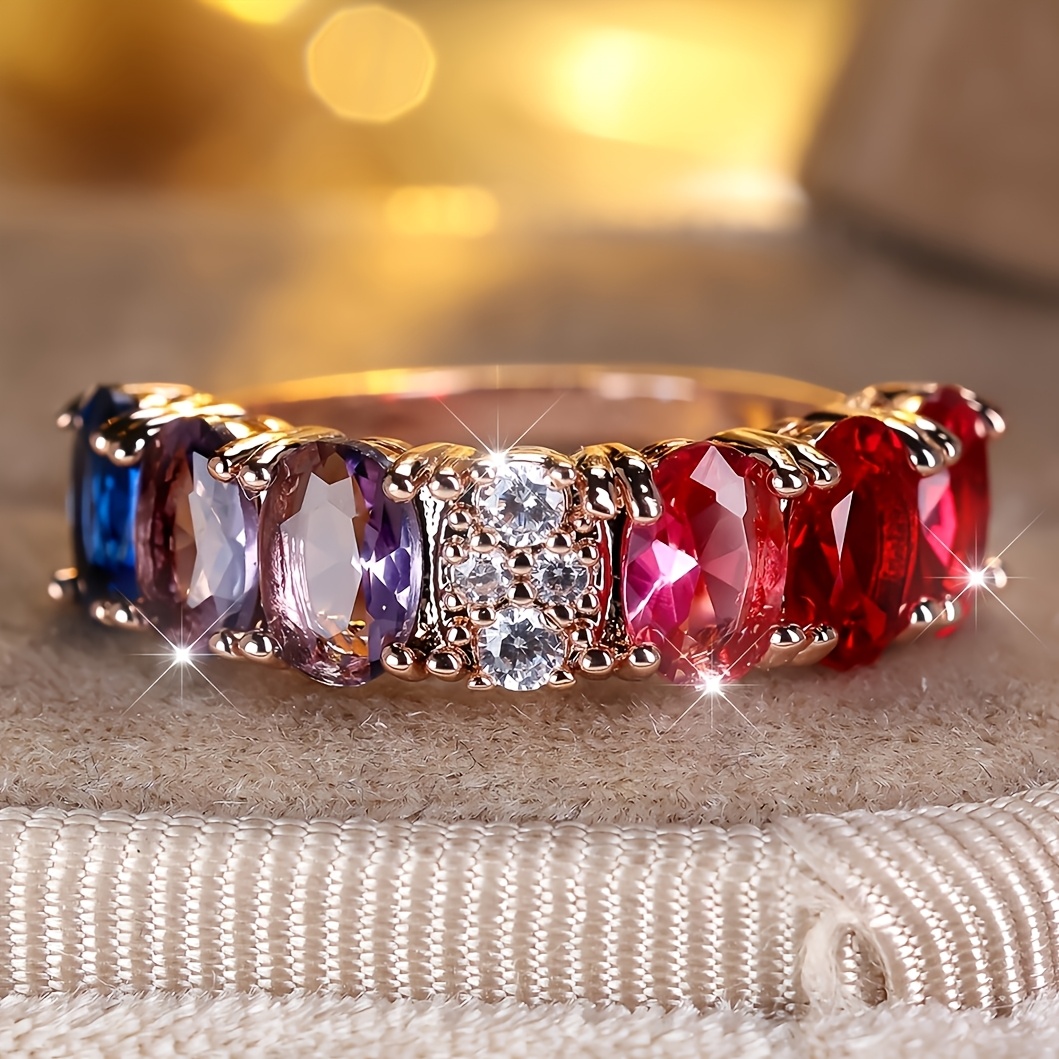 Oval Synthetic Zirconia Ring, Elegant Classic Design