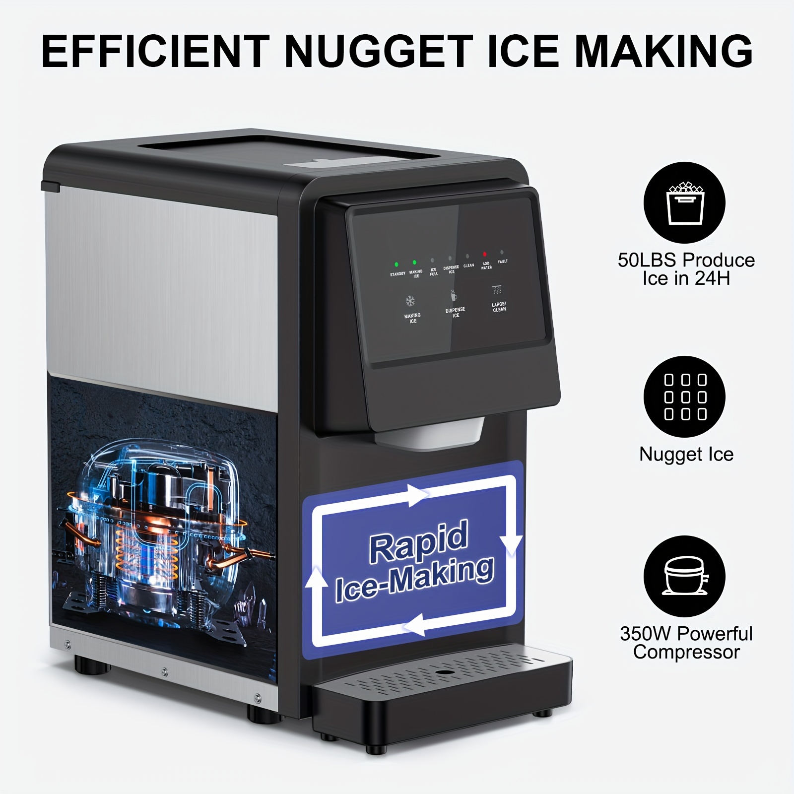 55 lb daily production   ice cubes countertop ice machine Product details 5