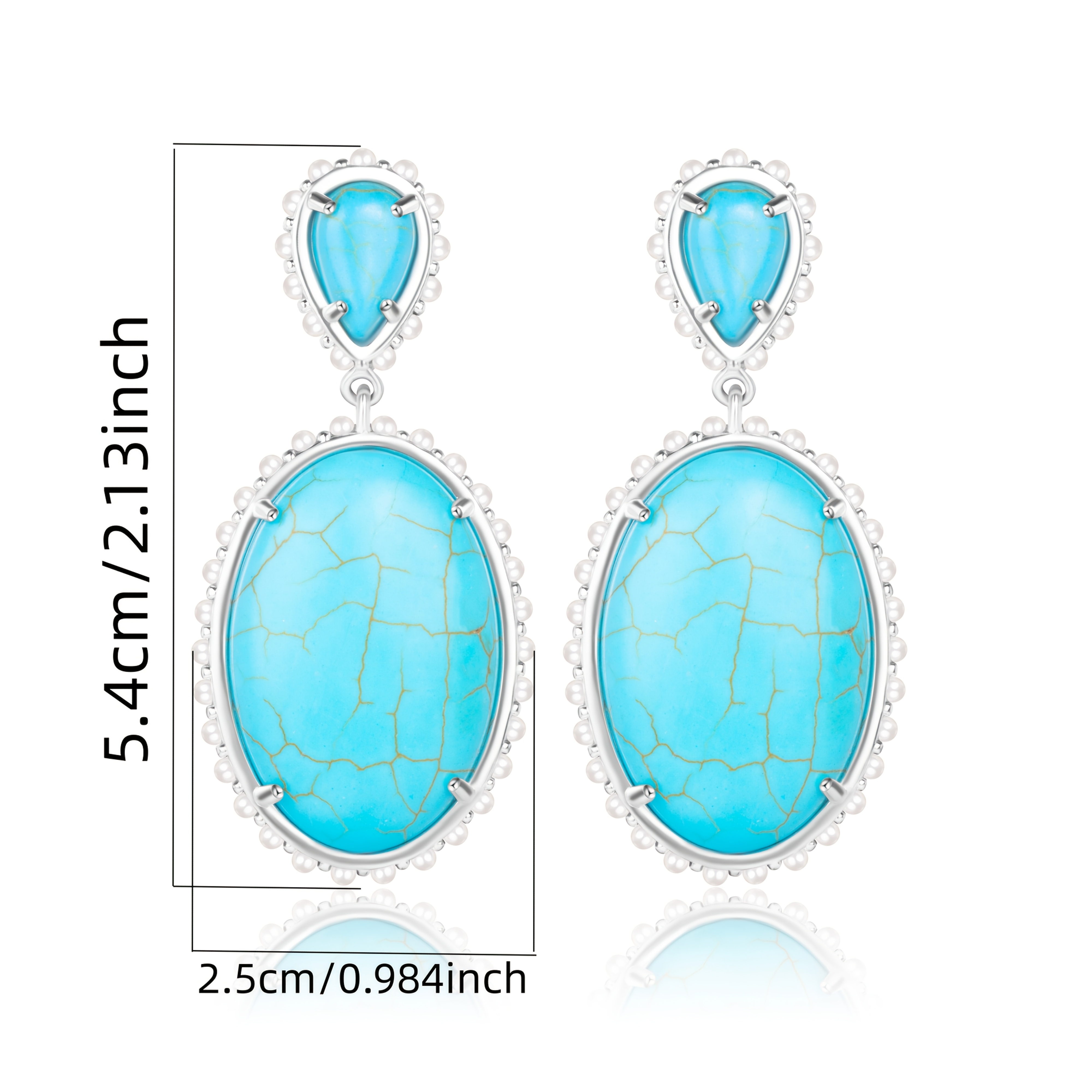 Image of 925 Turquoise Earrings Studs High-end Luxury Ladies Jewelry Elegant Sexy Fashion Trend Christmas Carnival Valentine's Day Holiday Gift Birthday Gift With Exquisite Packaging Gift Box