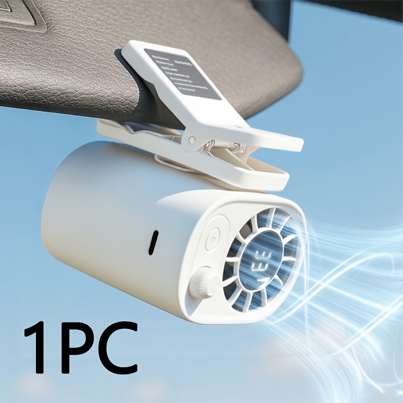 TEMU Pack Of 2 2025 Latest 3-in-1 Neck Hanging Car Fan | Suitable For Hiking Driving And Office Use | 100 Wind Speed+led Display+360 ° Rotation | 1800mah Portable Cooling Fan