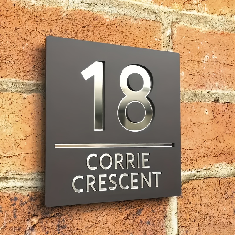 TEMU Custom Business Sign, Address Street Name House Number, Laser Engraved Double-layer Hollow Craft, With Self-adhesive Backing, Wall-mounted