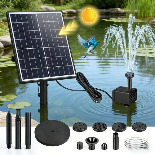 solar fountain pump 9w solar panel 6v submersible water pump with 6 nozzles outdoor floating fountain for bird bath garden pond yard decoration