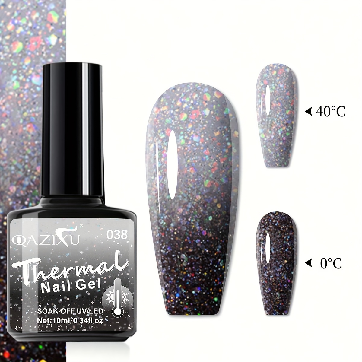 Image of Qazixu Glitter Heat-changing Gel - Weapon For Nail Art, Drawing Elegant Patterns, Outlining Smile Lines, And Crafting Unique Nail Art