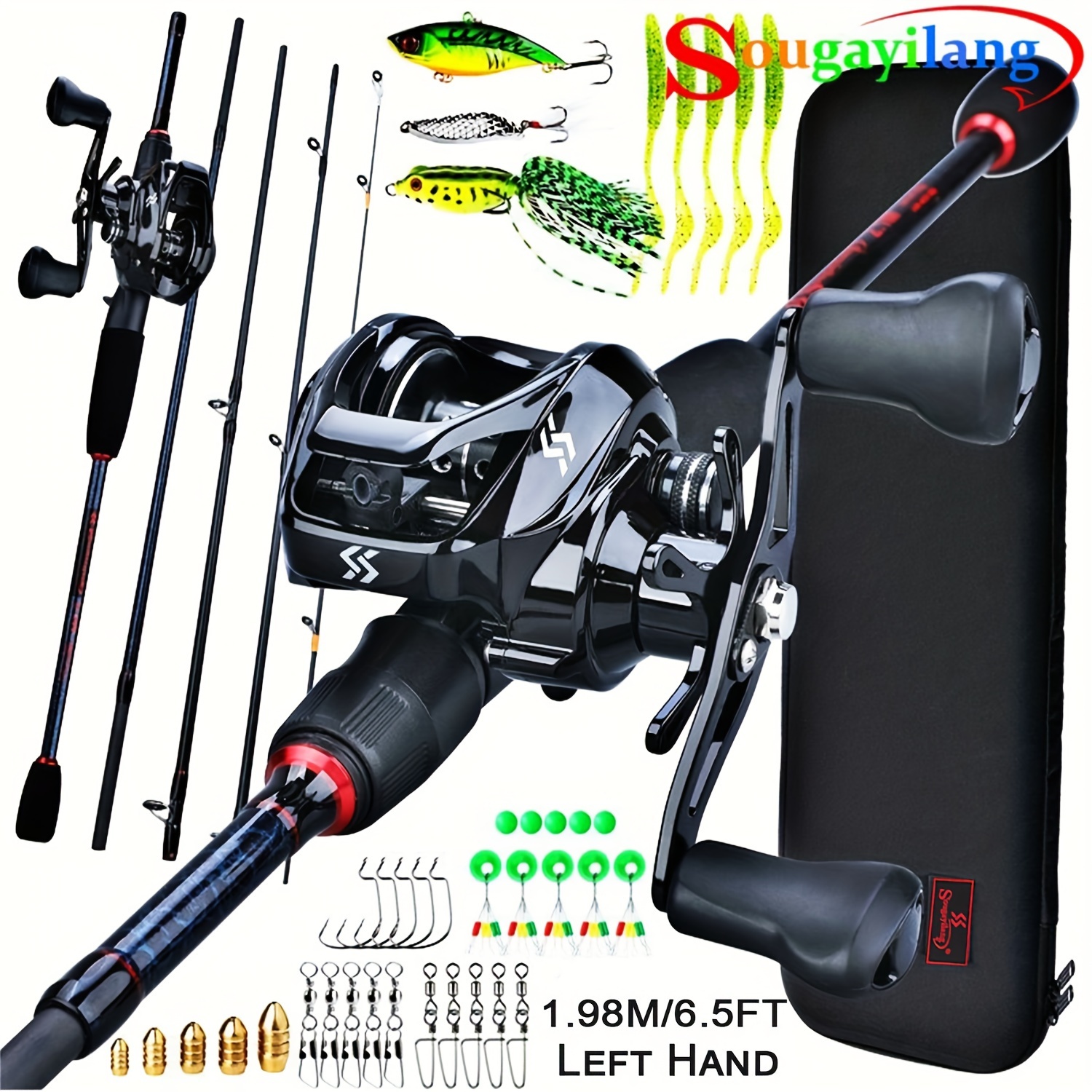 Fishing Set 1.98M Carbon Fiber Casting Rod And 19+1BB Baitcasting