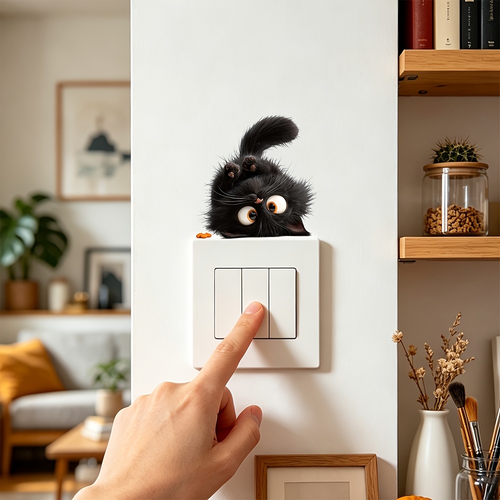 Cute Black Cat Switch Sticker for Home Decor