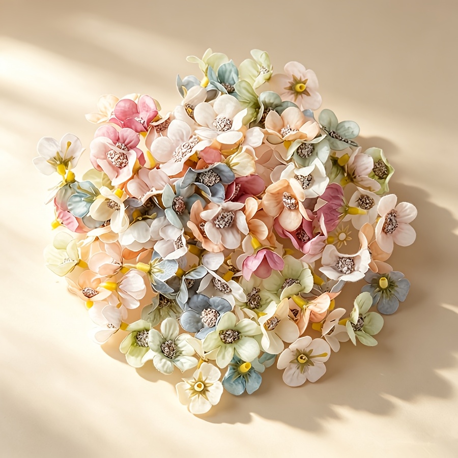 100pcs Flower Multicolor Daisy Head Mini Silk Flowers Artificial Flowers Wreath Trimming Additions Home Wedding Decoration 2.0cm