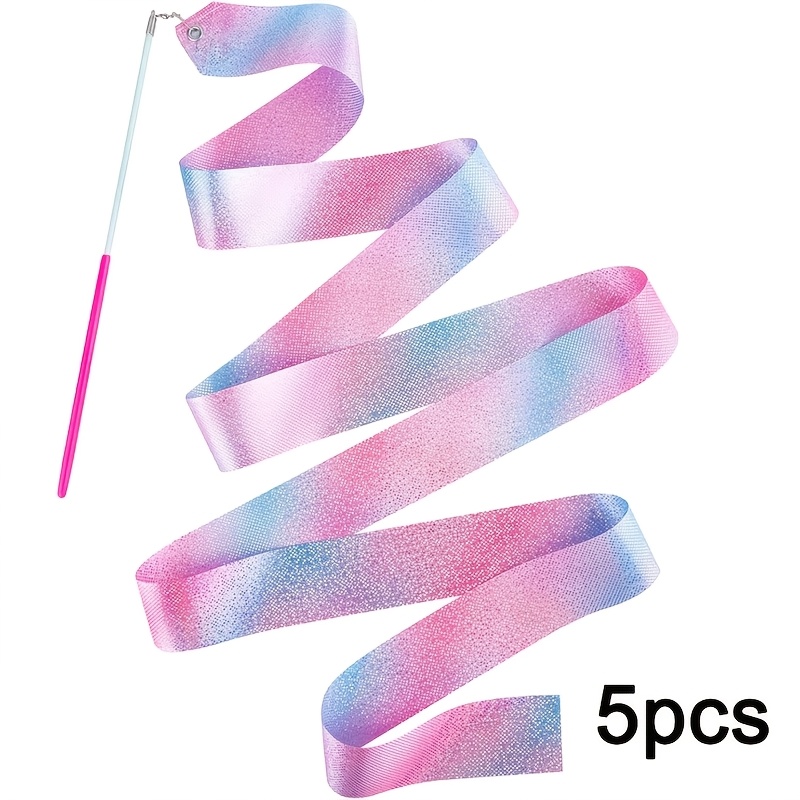 TEMU 5-pack Shiny Dance - Pink And Blue, With Twisted Tassel Decorations And Sparkling Handles, Suitable For Princess, Mermaid, Ballet, Gymnastics