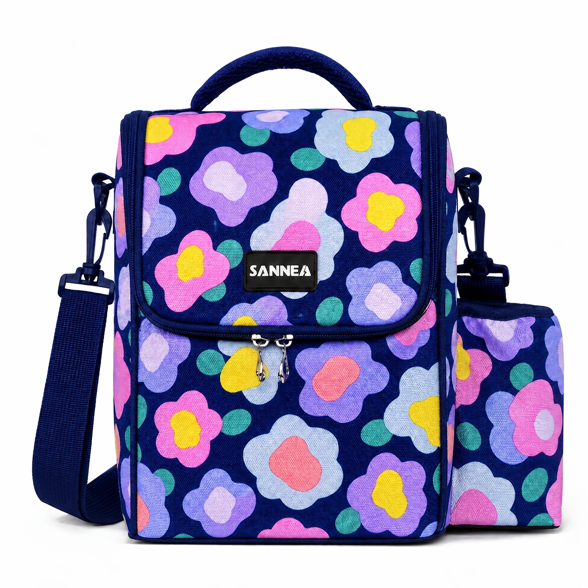 TEMU 1pc Sanne Cute Ice Cream Donut Print Insulated Lunch Bag With Thermal Bento Box Compartment Suitable For ,, , Tote For Outdoor Campus Use, Hand