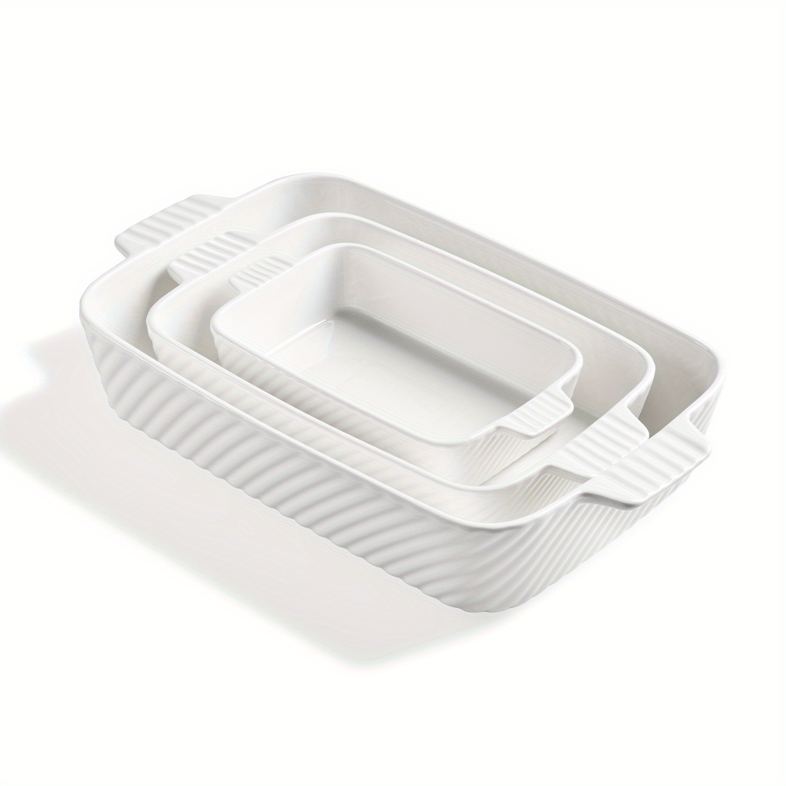 Image of Sweejar Set Of 3 Ceramic Baking Dishes, Measuring 13 By 9 Inches, Suitable For Brownie Cakes, Equipped With Handles, And Versatile Enough For Pasta And For