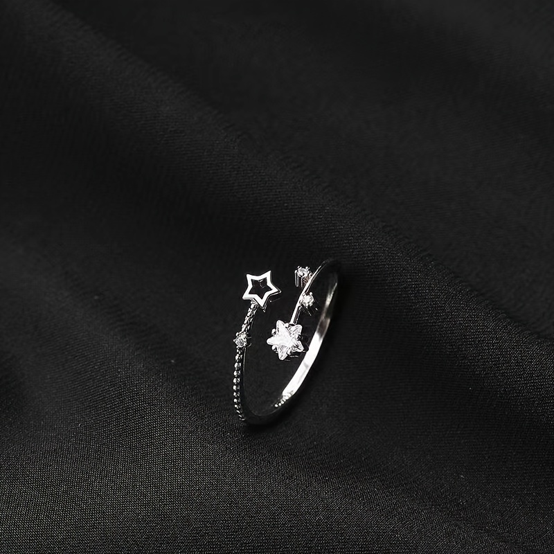 Star Decor Cubic Zirconia Ring, Adjustable Joint Ring for Girls, Party Gift
