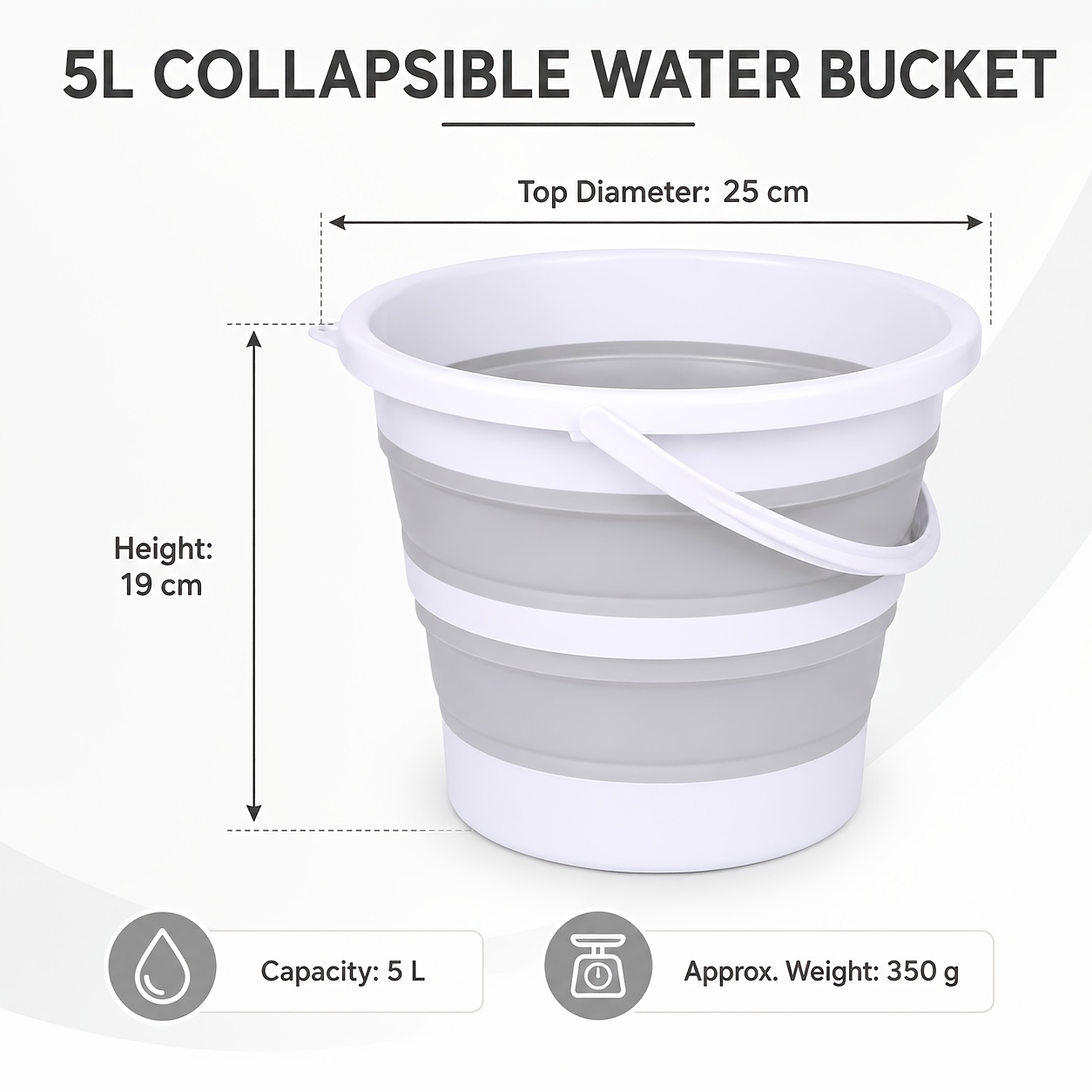 Image of Collapsible Plastic Bucket - - Design, Durable And Easy-to-clean Sturdy Edges - Lightweight Suitable For Car Washing, Outdoor Fishing, Travel, Home Storage, Kitchen, Bathroom
