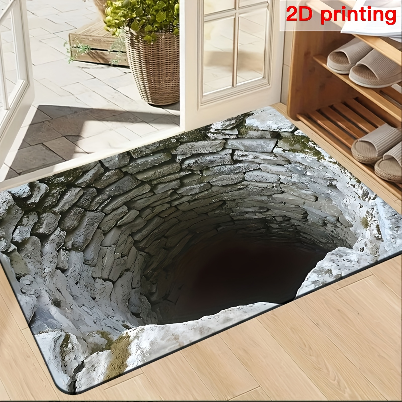 E-shop 2D 1 Stück Flanell 3D-Optische Täuschung Ishii Eingangsmatte - Vintage Landhaus Karomatte, Rutschfeste Wasserabsorbierende Weiche Eingangsmatte