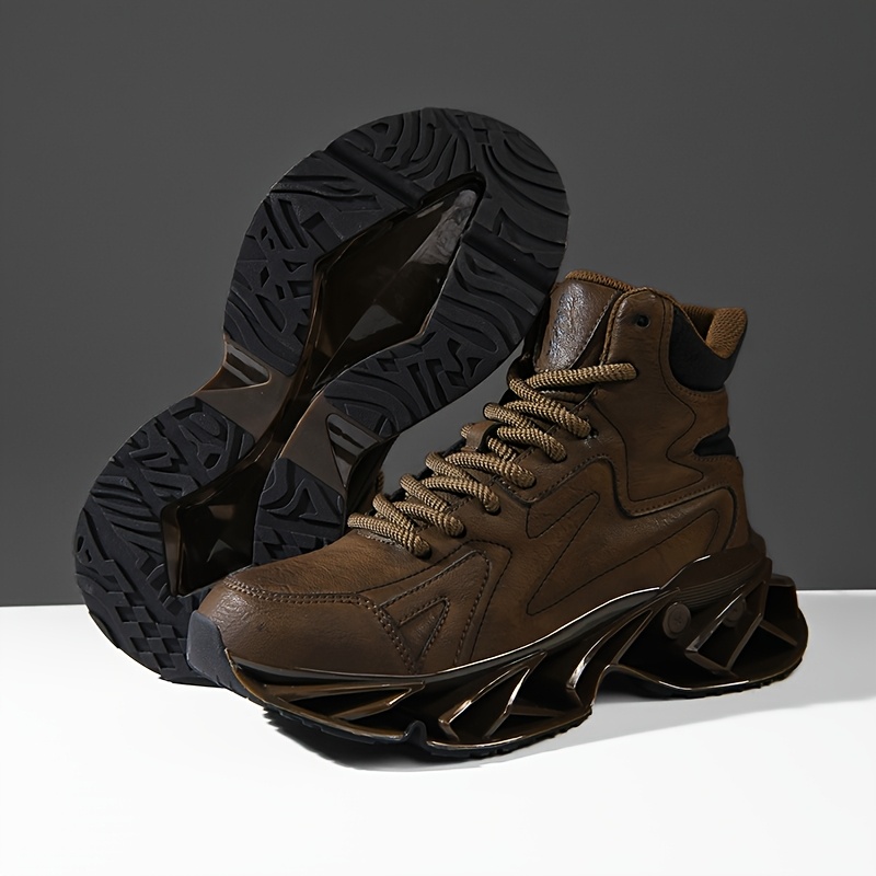 Men'S Exclusive Design Blade Sole Sneakers: Featuring a Physical Blade Sole, Mechanical Cushioning, And Rebound Technology. Trendy Sports Shoes + Everyday High-Top Street Shoes. Made of Synthetic, Easy to Clean, And Versatile for Various Settings