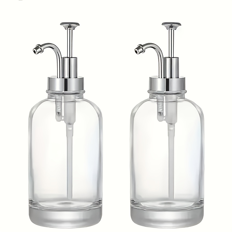 E-shop 2er-Pack Nachfüllbare Glasflaschen mit Druckpumpe, Aufklebern und Trichter - Geeignet für Lotion, Seife, Handseife