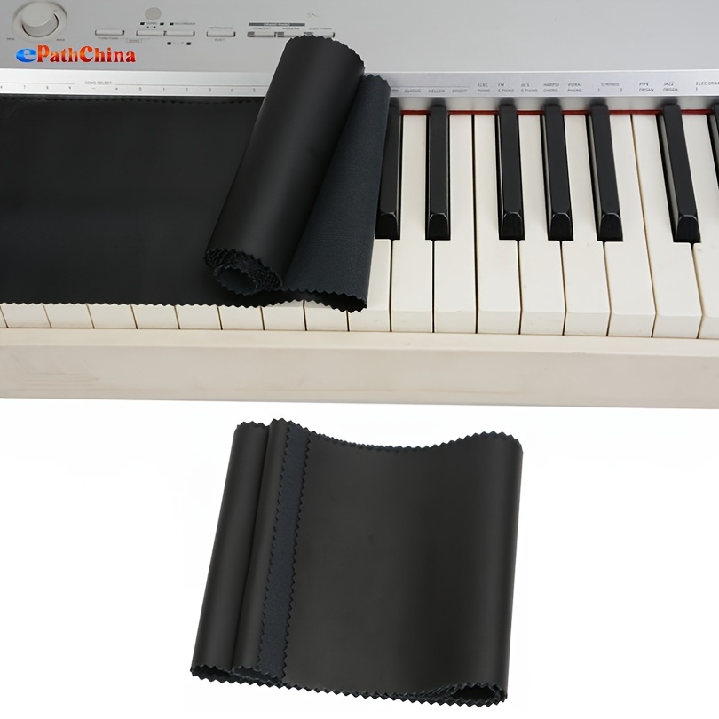 

125*15.5cm/49.2*6.1inch Pu Leather Black Piano Keyboard Dust Cover For 88 Keys Upright Pianos/ Grand Pianos/ Electric Pianos, Piano Keys Protective Cover