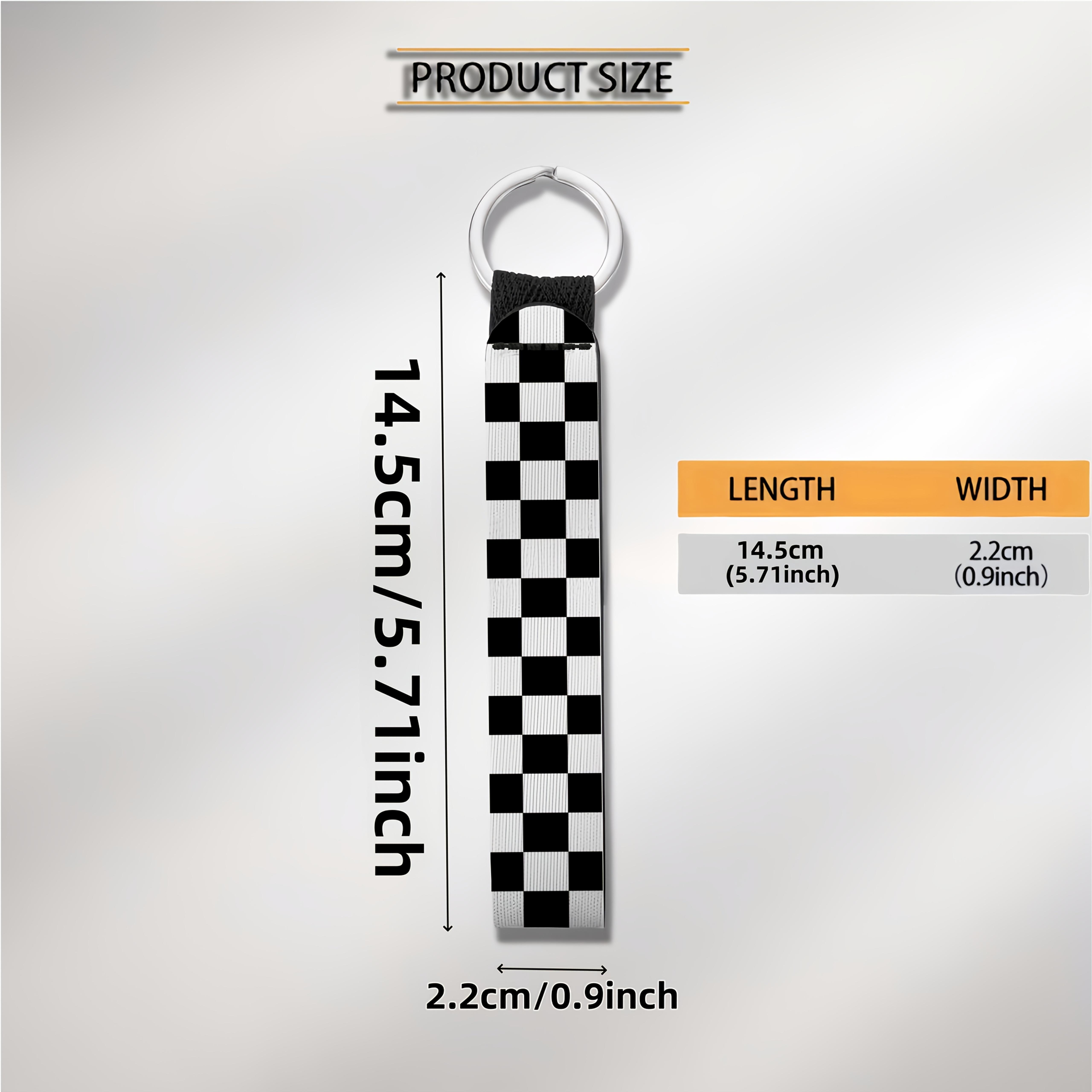 TEMU Black And White Checkered Pattern, Unisex Wrist Strap Keychain Made Of Neoprene, Suitable For Keys, Cars, Phones, Bags, And As Holiday Gifts